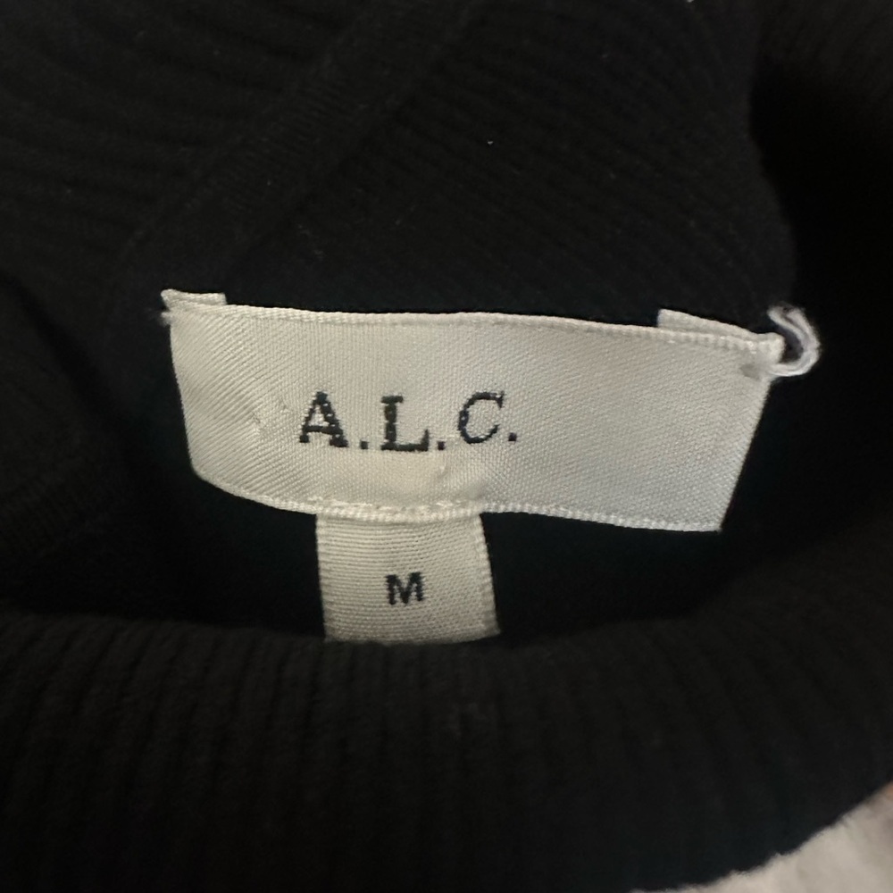 A.L.C. Ambrose Soft Black Knit Turtleneck Midi Dress w/ Slit Size Medium - Picture 4 of 5